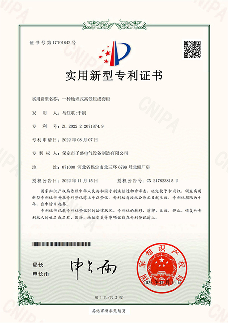 New patent certificate 1