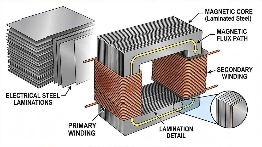 1Transformer core structure with silicon steel laminations.jpg